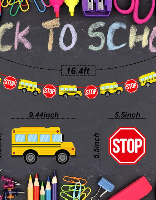 Load image into Gallery viewer, Corabsar 2Pcs Back to School Bus Banner Pre-Strung Paper Classroom Decor
