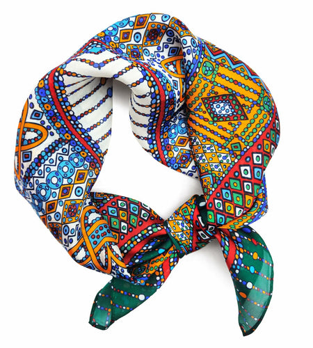 MONGGIL Satin Silky Scarf Pattern Print Neck Scarf Lightweight 27x27 inches