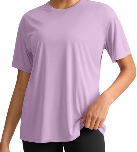 G Gradual Women's Loose Fit Short Sleeve Workout Shirt Hyacinth Purple Size M