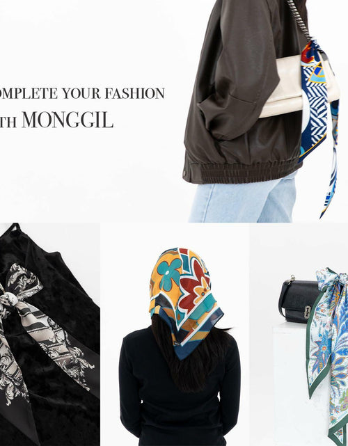 Load image into Gallery viewer, MONGGIL Satin Silky Scarf Pattern Print Neck Scarf Lightweight 27x27 inches
