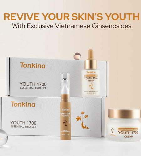 Tonkina Youth 1700 Trio Set Vietnamese Ginseng Serum Eye Cream Bakuchiol