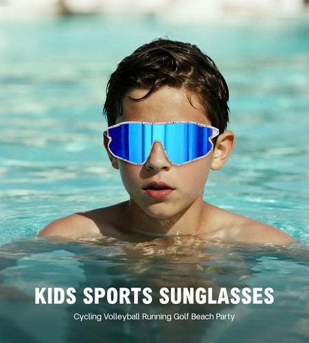 MARIDA Kids UV400 Baseball Sunglasses Sports Cycling White-Blue