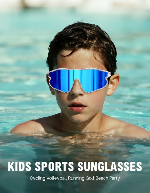 Load image into Gallery viewer, MARIDA Kids UV400 Baseball Sunglasses Sports Cycling White-Blue
