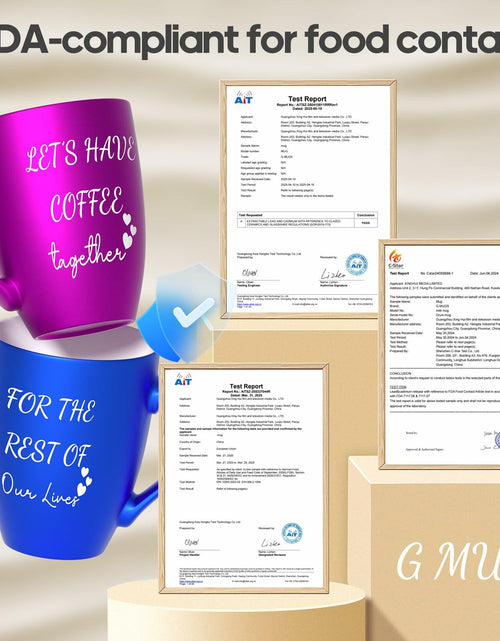 Load image into Gallery viewer, GMUGS Ceramic Coffee Mugs Set 11oz Purple Blue Wedding Bride Groom Gift
