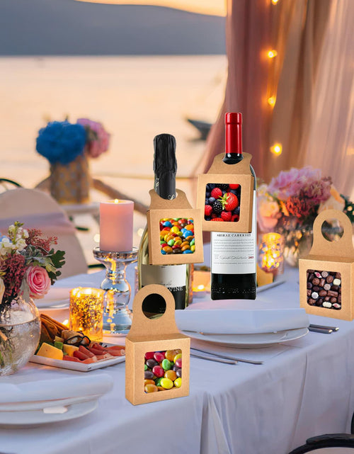 Load image into Gallery viewer, Mototo 100 PCS Kraft Paper Wine Bottle Boxes with Window Hanger Foldable Kraft
