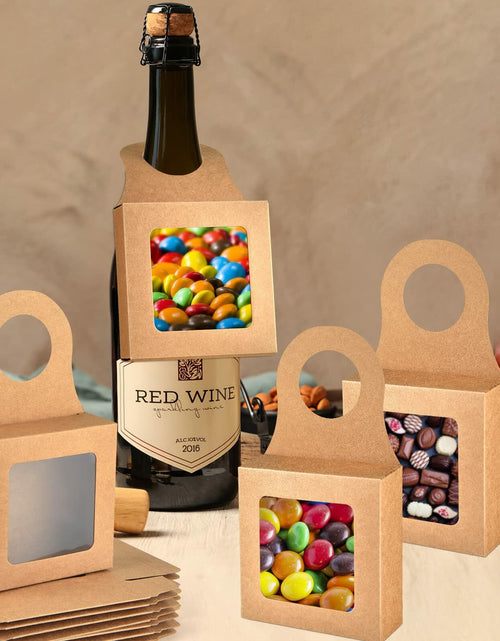 Load image into Gallery viewer, Mototo 100 PCS Kraft Paper Wine Bottle Boxes with Window Hanger Foldable Kraft
