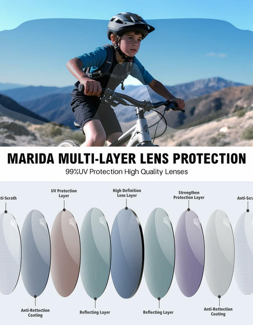Load image into Gallery viewer, MARIDA Kids UV400 Baseball Sunglasses Sports Cycling White-Blue
