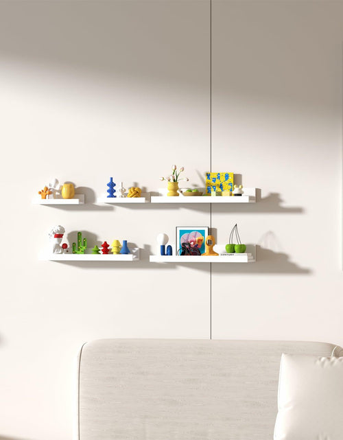 Load image into Gallery viewer, Lyeasw 16in White Floating Wall Shelves Set of 5 with Lip for Kitchen Bath
