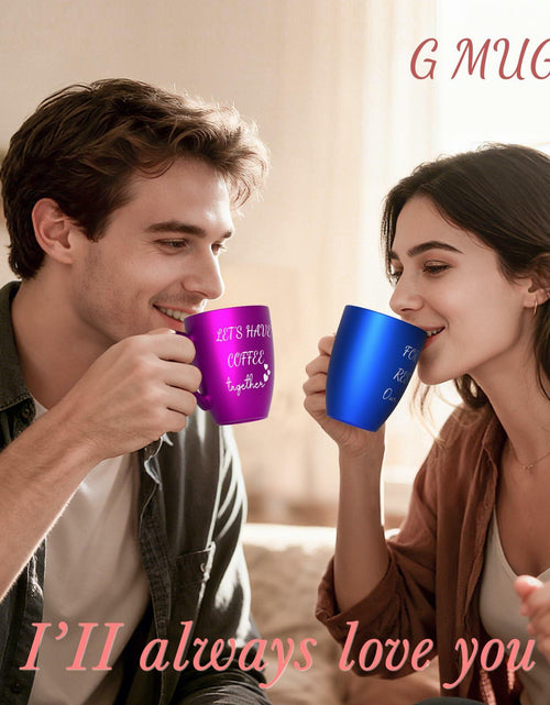 Load image into Gallery viewer, GMUGS Ceramic Coffee Mugs Set 11oz Purple Blue Wedding Bride Groom Gift
