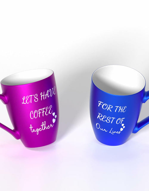Load image into Gallery viewer, GMUGS Ceramic Coffee Mugs Set 11oz Purple Blue Wedding Bride Groom Gift
