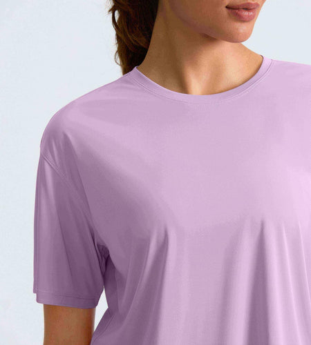 G Gradual Women's Loose Fit Short Sleeve Workout Shirt Hyacinth Purple Size M