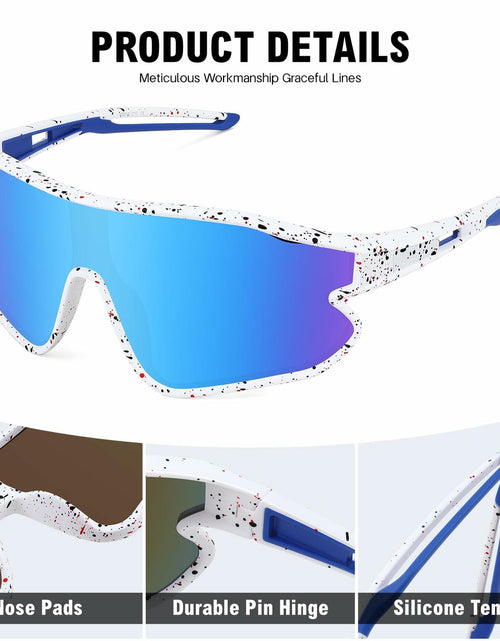 Load image into Gallery viewer, MARIDA Kids UV400 Baseball Sunglasses Sports Cycling White-Blue
