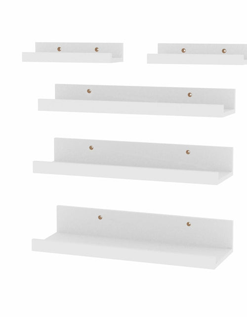Load image into Gallery viewer, Lyeasw 16in White Floating Wall Shelves Set of 5 with Lip for Kitchen Bath
