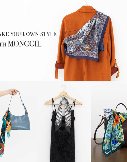 Load image into Gallery viewer, MONGGIL Satin Silky Scarf Pattern Print Neck Scarf Lightweight 27x27 inches
