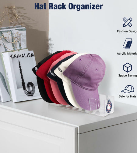 Donkiyana Acrylic Baseball Cap Hat Stand Organizer 14 Caps 2 Pcs Clear
