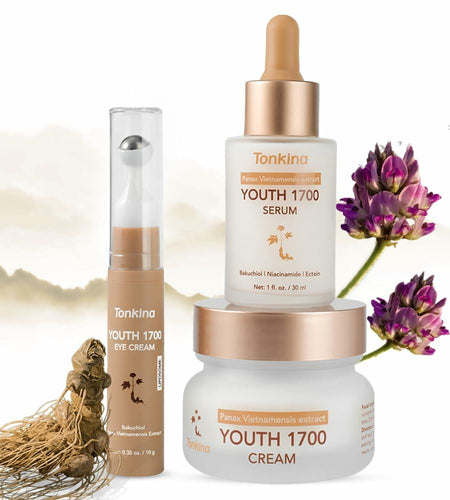 Tonkina Youth 1700 Trio Set Vietnamese Ginseng Serum Eye Cream Bakuchiol