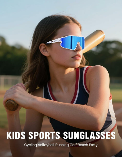 Load image into Gallery viewer, MARIDA Kids UV400 Baseball Sunglasses Sports Cycling White-Blue
