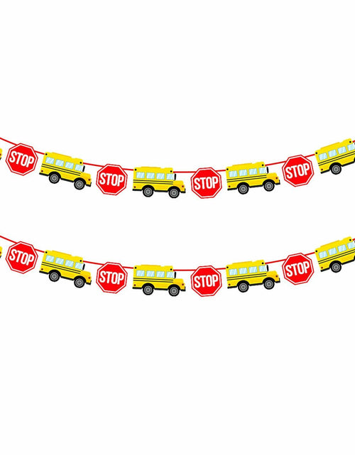 Load image into Gallery viewer, Corabsar 2Pcs Back to School Bus Banner Pre-Strung Paper Classroom Decor
