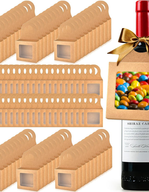 Load image into Gallery viewer, Mototo 100 PCS Kraft Paper Wine Bottle Boxes with Window Hanger Foldable Kraft

