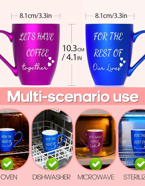 Load image into Gallery viewer, GMUGS Ceramic Coffee Mugs Set 11oz Purple Blue Wedding Bride Groom Gift
