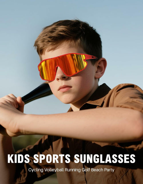 Load image into Gallery viewer, MARIDA Kids Sunglasses UV400 Sports Cycling Baseball Red Size 10-16
