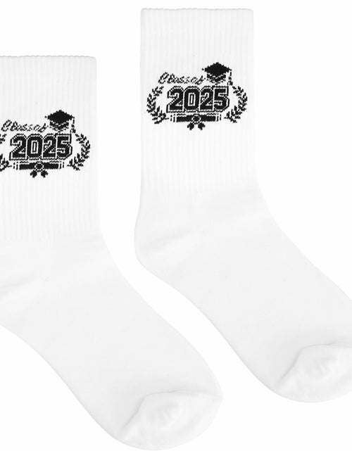 Load image into Gallery viewer, Cyntan Graduation Socks Unisex Classic Cotton White One Size
