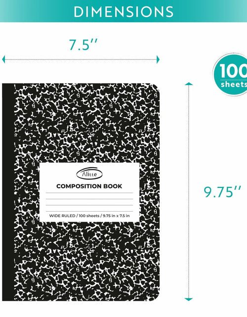 Load image into Gallery viewer, [Like New] Alitte Composition Notebooks 4-Pack Wide Ruled 9.75x7.5 Black Marble
