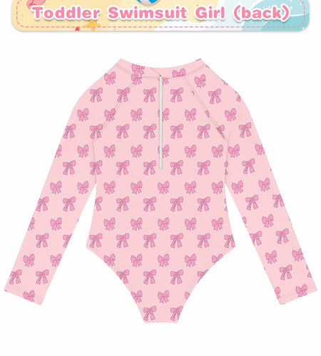 Toddler Girls One Piece Swimsuit Long Sleeve Zipper Pink Size 24 Month