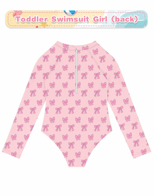 Load image into Gallery viewer, Toddler Girls One Piece Swimsuit Long Sleeve Zipper Pink Size 24 Month
