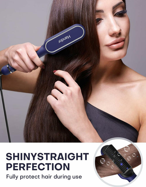 Load image into Gallery viewer, RakRlek Handor Ionic Hair Straightener Brush 9 Temp Settings Fast Heating Blue
