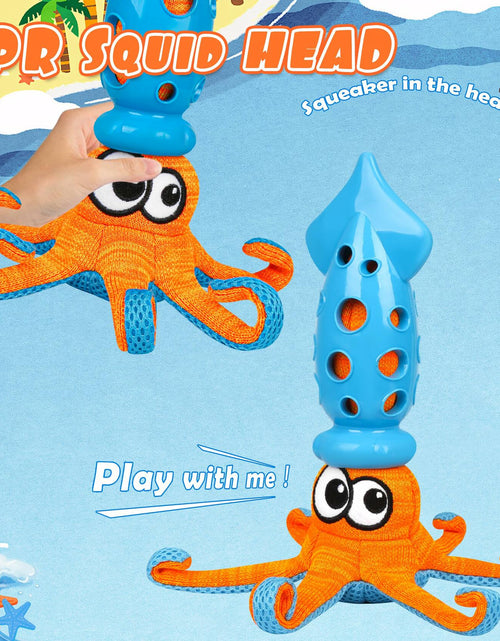 Load image into Gallery viewer, Qonline Squid Shaped Squeaky Dog Toy TPR Material Orange Interactive Play

