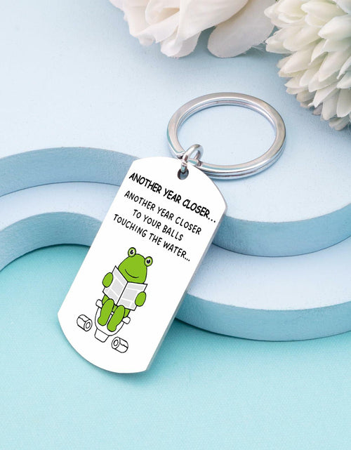 Load image into Gallery viewer, Davrock Silver Frog Keychain Funny Gift for Men Adult Animal Theme
