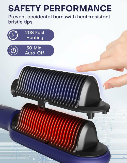 Load image into Gallery viewer, RakRlek Handor Ionic Hair Straightener Brush 9 Temp Settings Fast Heating Blue
