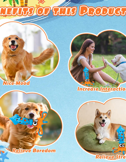 Load image into Gallery viewer, Qonline Squid Shaped Squeaky Dog Toy TPR Material Orange Interactive Play
