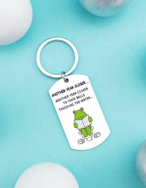Load image into Gallery viewer, Davrock Silver Frog Keychain Funny Gift for Men Adult Animal Theme
