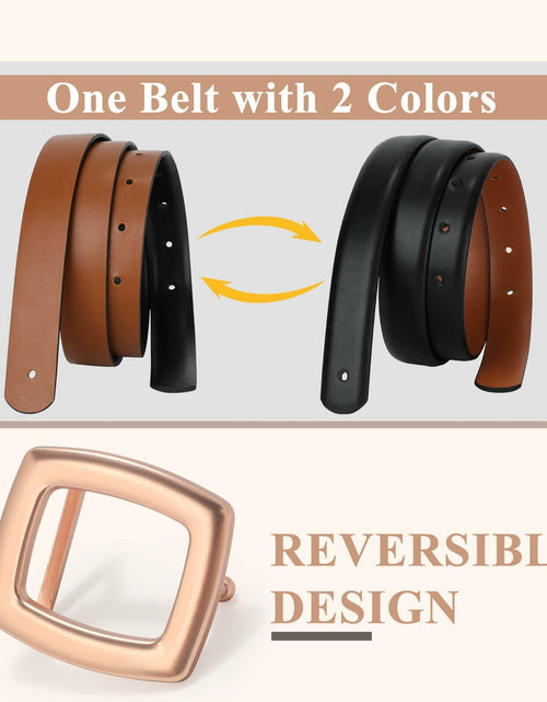 Load image into Gallery viewer, WOWOGO Women Reversible Waist Belt Black/Brown Gold Square Buckle Size 41"-45"
