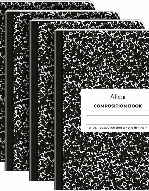 Load image into Gallery viewer, [Like New] Alitte Composition Notebooks 4-Pack Wide Ruled 9.75x7.5 Black Marble
