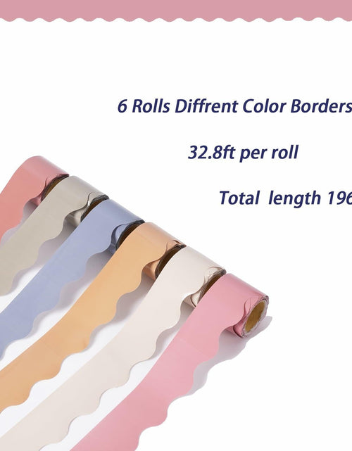 Load image into Gallery viewer, Afumazi 6 Rolls Colorful Bulletin Board Borders 196.8ft Scalloped Trim Grey
