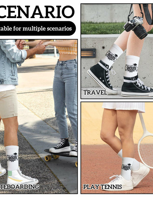 Load image into Gallery viewer, Cyntan Graduation Socks Unisex Classic Cotton White One Size
