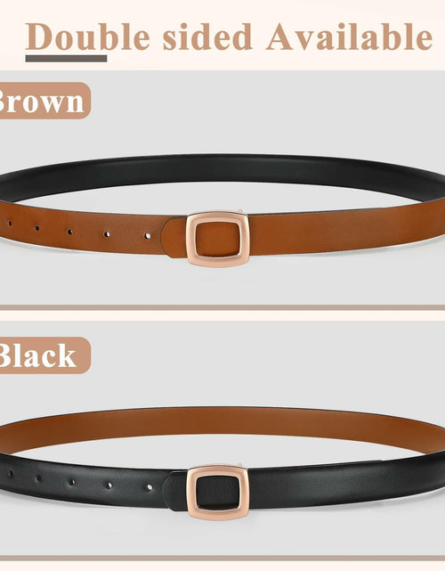 Load image into Gallery viewer, WOWOGO Women Reversible Waist Belt Black/Brown Gold Square Buckle Size 41"-45"
