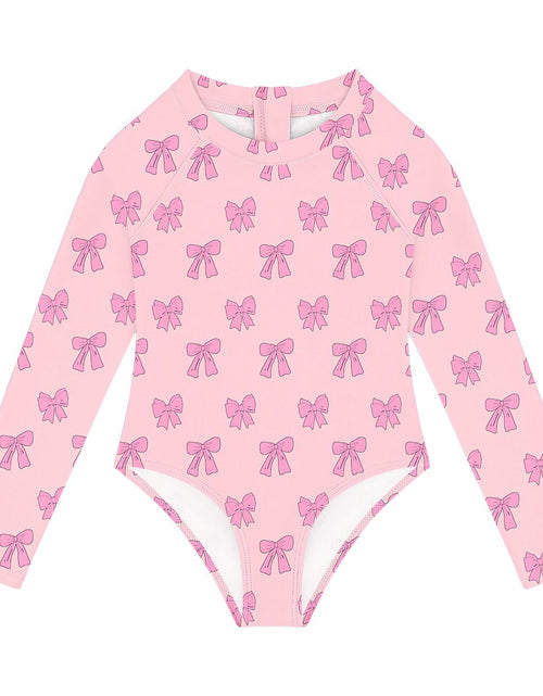 Load image into Gallery viewer, Toddler Girls One Piece Swimsuit Long Sleeve Zipper Pink Size 24 Month
