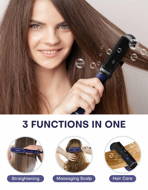 Load image into Gallery viewer, RakRlek Handor Ionic Hair Straightener Brush 9 Temp Settings Fast Heating Blue
