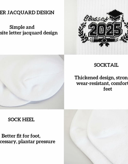 Load image into Gallery viewer, Cyntan Graduation Socks Unisex Classic Cotton White One Size
