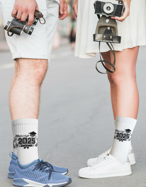 Load image into Gallery viewer, Cyntan Graduation Socks Unisex Classic Cotton White One Size
