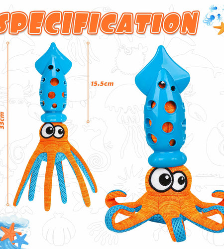 Qonline Squid Shaped Squeaky Dog Toy TPR Material Orange Interactive Play