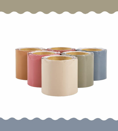 Afumazi 6 Rolls Colorful Bulletin Board Borders 196.8ft Scalloped Trim Grey