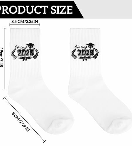Cyntan Graduation Socks Unisex Classic Cotton White One Size