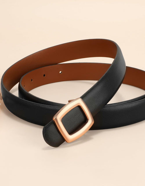 Load image into Gallery viewer, WOWOGO Women Reversible Waist Belt Black/Brown Gold Square Buckle Size 41"-45"
