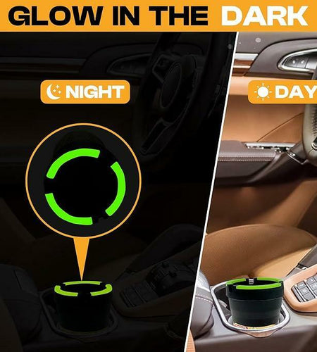 SKERJOVL 5PCS Car Glow in Dark Ashtray with Lid Portable Black