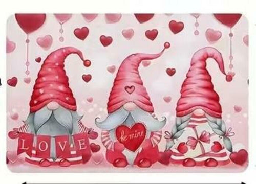 Load image into Gallery viewer, Teather Pink Bath Rug Valentine Gnomes Heart Balloon Memory Foam 18x30 in
